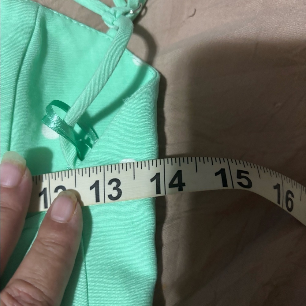 Zara Light Green Dress with White Dots xs #linen #pockadots #summer #girly - Picture 8 of 13